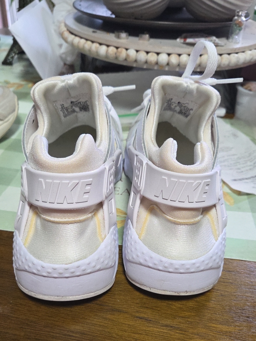 Nike Kids White and Light Cream Hook-and-Loop Sneakers